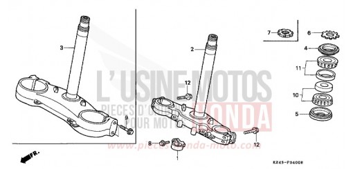 STEERING STEM (CR125RL/RM/RN/RP/RR) CR125RR de 1994
